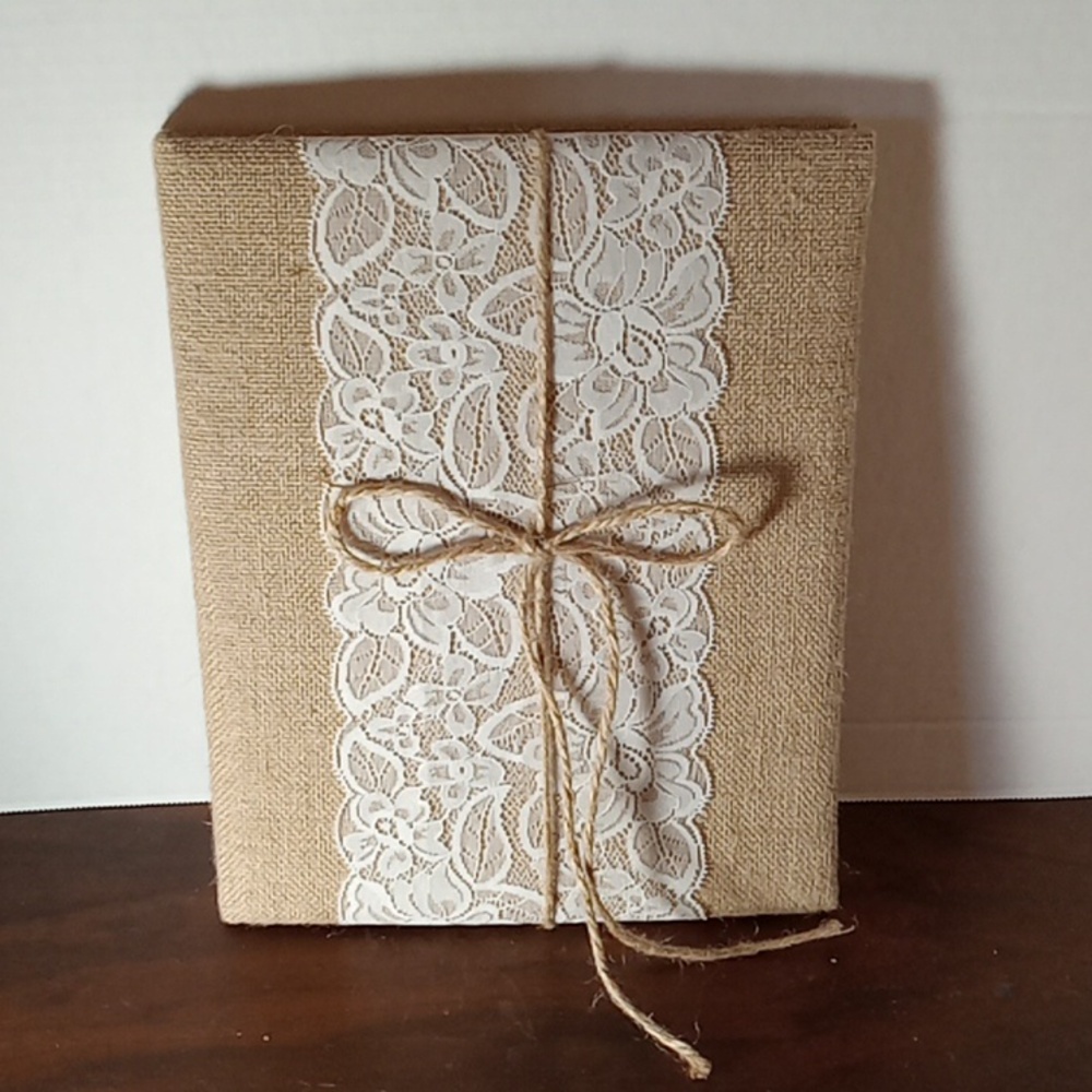 Burlap Lace Wedding Memory Book